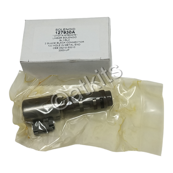 SOLENOID / LINEAR SL1/SL2 / TOYOTA A760 (04-UP) / 2 BLADE BLACK CONNECTOR NO HOLE IN METAL END (OEM# 35240-50010) AFTERMARKET