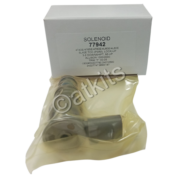 SOLENOID / GM 4L60E / 3-2 DOWNSHIFT (93-95) TCC/PWM (95-ON) 4T65E AFTERMARKET. (GRAY STEM) (OEM# 24227792 / 24212690 / 24227747 / 8683187)