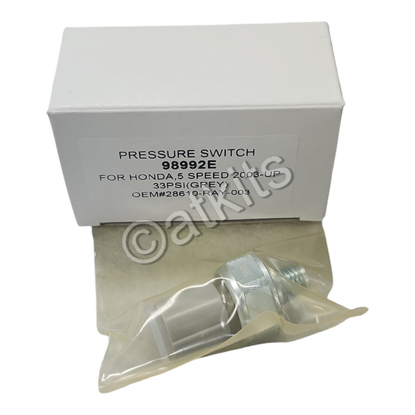 PRESSURE SWITCH HONDA 5 SPEED / GRAY CONNECTOR / 33 PSI / 03-UP (OEM# 28610-RKE-004 / 28600-P7Z-003 / 28600-P7Z-013 / 28610-PCJ-004 / 28610-PRH-003 / 28610-RAY-003 / 28610-RAY-013 / 28610-RGR-004)